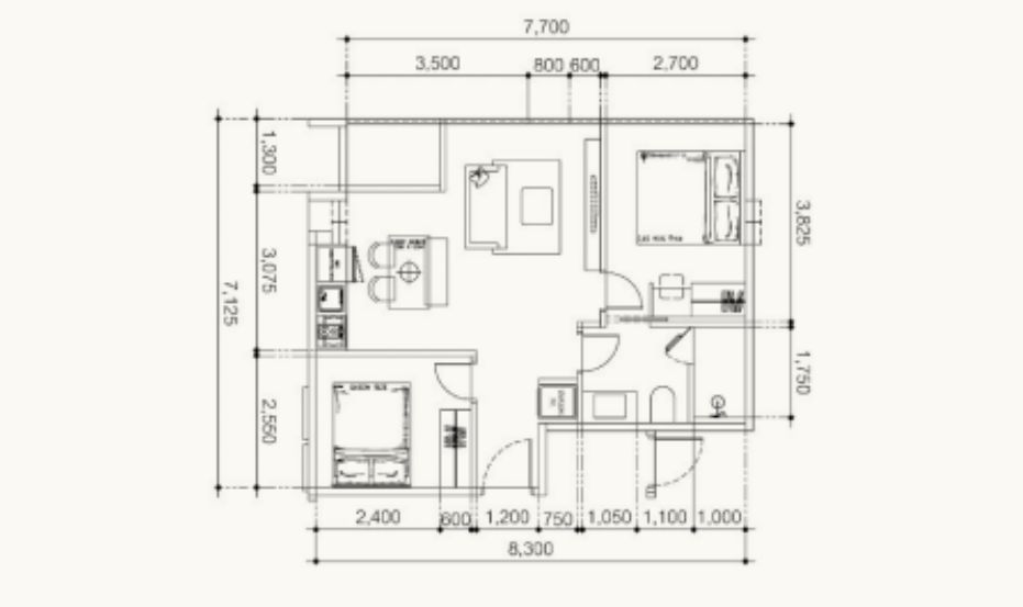 Appartment 2BR 54sqm