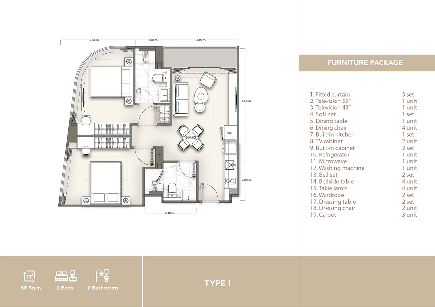 Appartment 2BR 60sqm
