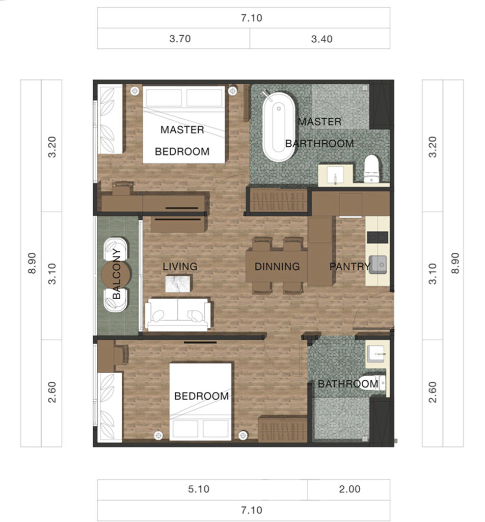Appartment 2BR 60sqm