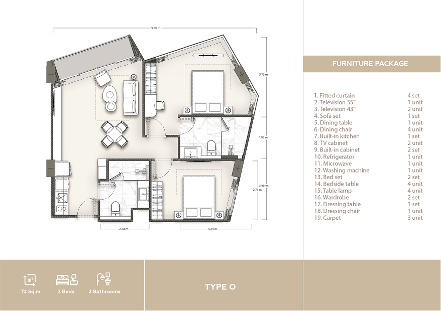 Appartment 2BR 72sqm
